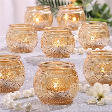 Amazon.com: 12 Pcs Gold Votive Candle Holder- Gold Tea Light Candle ...