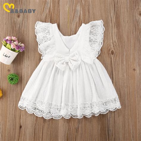 Ma-Baby-6M-5Y-Toddler-Kid-Child-Baby-Girls-White-Dress-Summer-Ruffles ...