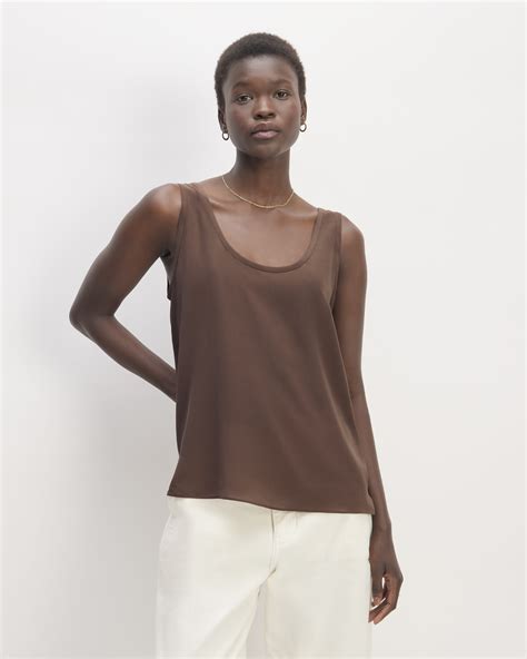 The Washable Clean Silk Scoop-Neck Tank Cocoa – Everlane