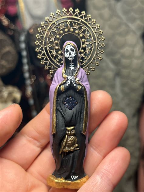 Lights up santa muerte roja statue love money justice 24k gold leaf ...