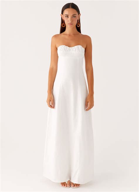 Tayla Linen Maxi Dress - White – Peppermayo UK