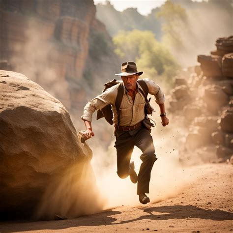 Indiana Jones running from a rolling boulder - AI Generated Artwork ...