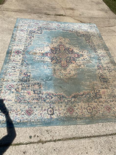 Wife asked me to powerwash this rug. It’s not perfect but she’s happy. (Before and after) : r ...