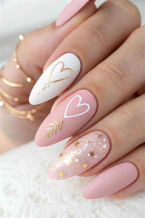 💕 Romantic Pink & Glitter Nails | Heart Nail Art for Special Moments in ...