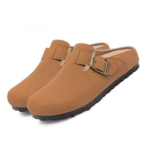 BERANMEY Women's Suede Clogs & Mules Stylish Leather Mules with Arch ...