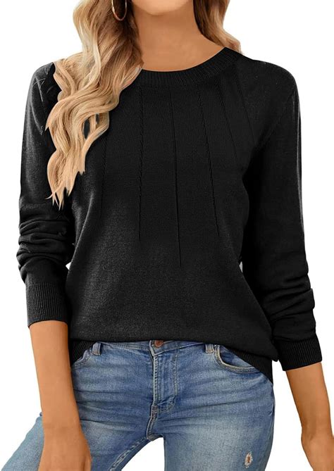 SHEWIN Womens Sweaters 2025 Casual Crewneck Long Sleeve Lightweight ...