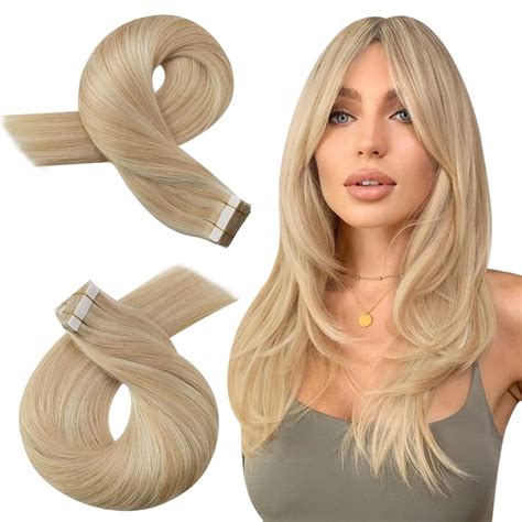 Amazon.com : Moresoo Blonde Human Hair Tape in Extensions Honey Blonde ...