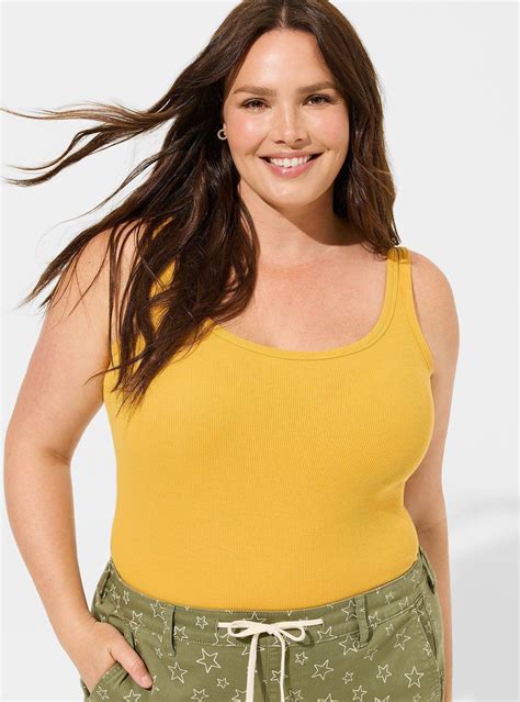 Plus Size - Cotton Modal Rib Double Scoop Neck Tank - Torrid