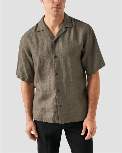 Dark Brown Heavy Linen Resort Shirt - Eton