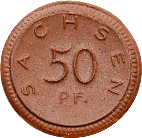 Монета 50 пфеннигов 1921 Германия (нотгельд Саксония), фарфор