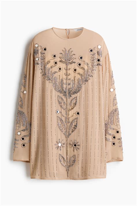 Embellished dress - Beige - Ladies | H&M IE