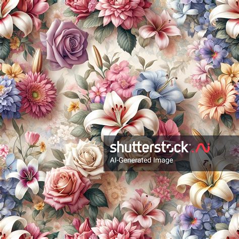ภาพ Flower Pattern Wallpaper ที่สร้างโดย AI 2533950655 | Shutterstock