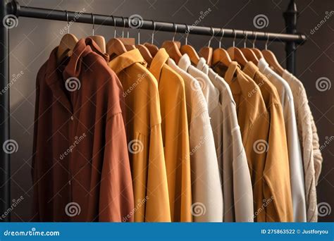 Clothes Hanging on Hangers on Racks. Generative Ai Stock Illustration ...