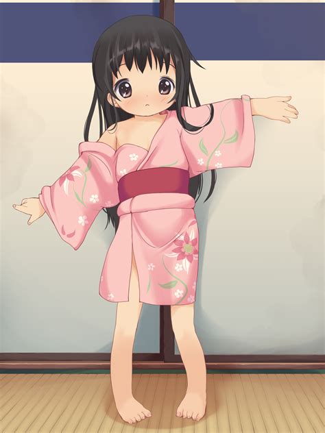 Safebooru - 1girl absurdres anyannko barefoot black hair brown eyes ...