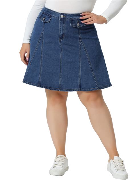 Agnes Orinda Women's Plus Size Denim Skirt for Casual A-line Jean ...