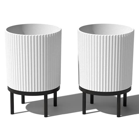 Veradek Outdoor Demi Series Raised 16" Plastic-Stone Planter, White ...