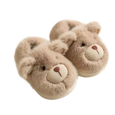 lnmuld Kids Slippers Girls Winter Slippers Soft Bear Design Warm Indoor ...