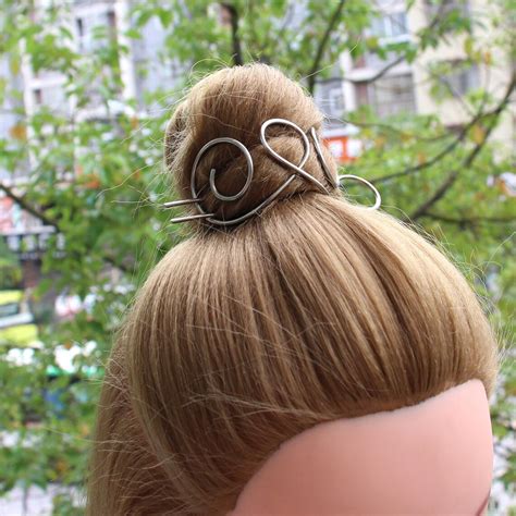 Lady Silver Bun Cuff Hair Bun Holder Hair Fork Bun Pin Bun | Etsy
