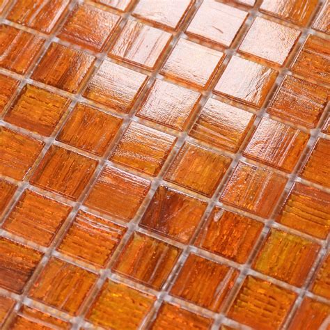 smafusion 11.5sqft Orange Mosaic Floor and Wall Tile for Bathroom, Kitchen Backsplash, Swimming ...