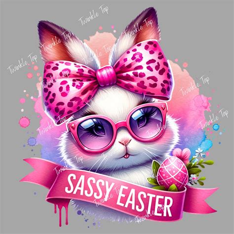 Easter Bunny Clipart, Sassy Bunny, Easter Name Tag, Kids, Transparent PNG for Sublimation ...
