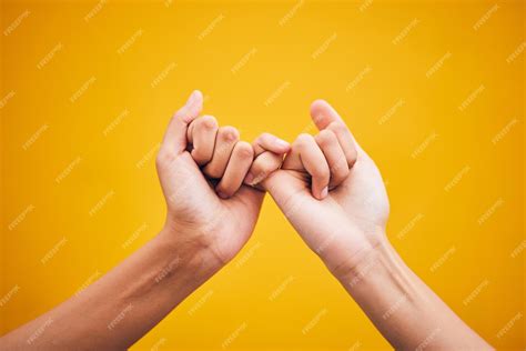 Premium Photo | People hands and pinky promise in studio with trust ...