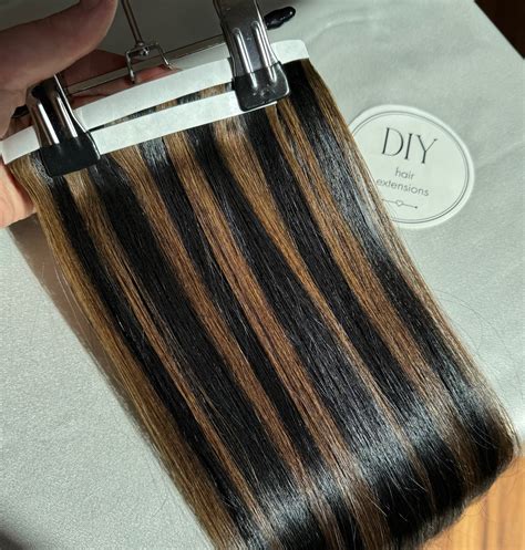 Black/Brown Highlights straight DIY Hair Extensions Home Kit