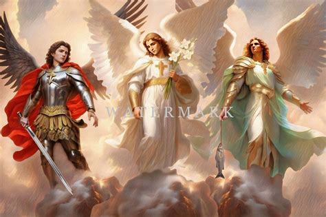 Archangels Gabriel, Michael and Raphael Custom Digital Oil Painting ...