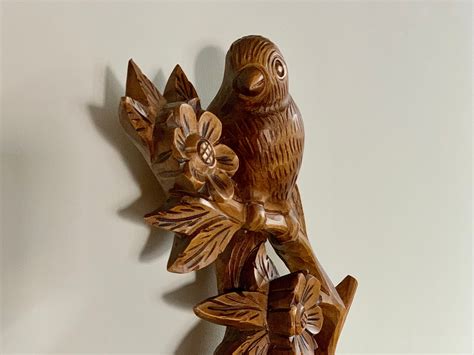 Hand Carved Wooden Birds Vintage Sculpture Natural Wooden | Etsy