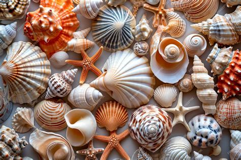Premium Photo | Collection of seashells in various shapes sizes and colors