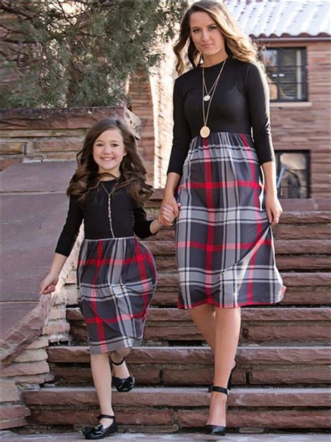 Mommy And Me Fall Long Sleeve Plaid Dress | Long sleeve plaid dress ...