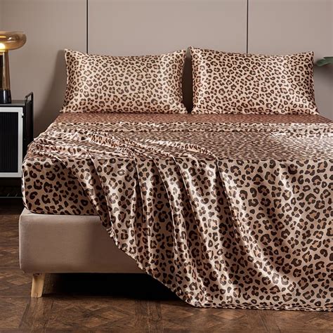 Temu｜3/4pcs Luxury Leopard Print Fitted Sheet Set, Soft Comfortable ...