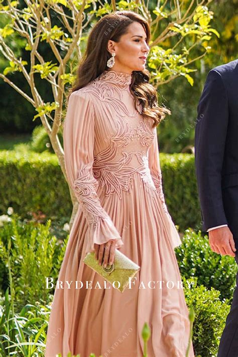 Kate Middleton Pink Long Sleeve A-line Wedding Guest Dress