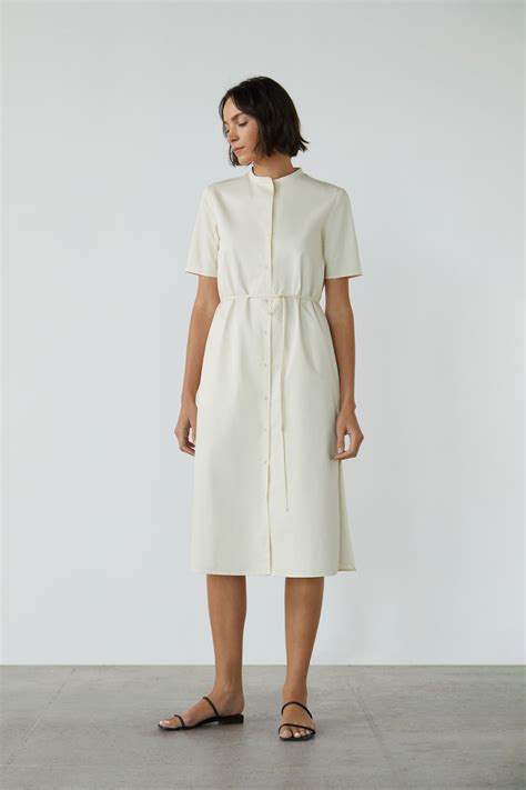 Organic Cotton Mandarin Collar Shirt Dress - Our Second Nature