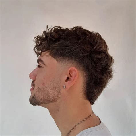 Faded Mullet Men Hairstyles with Low Taper and Burst Fades for Curly ...