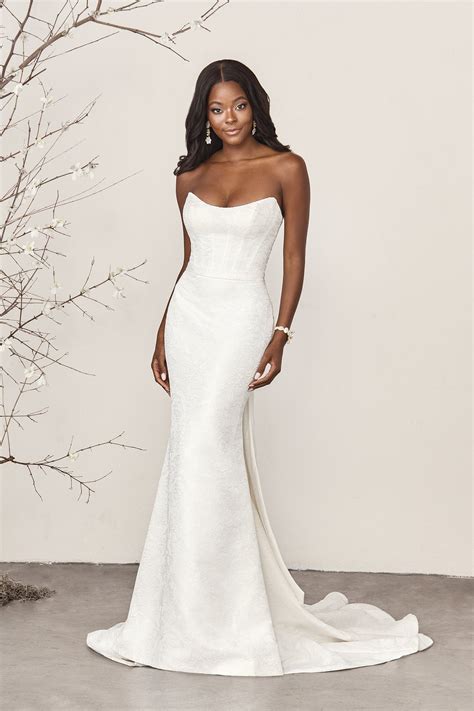 44384: Jacquard Fit and Flare Bridal Gown Featuring Strapless Neckline ...