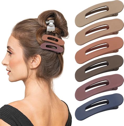 Amazon.com : 8 PCS Flat Hair Clips, Neutral Color Flat Claw Clips, 2 ...
