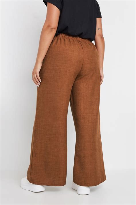 YOURS Plus Size Brown Wide Leg Trousers | Yours Clothing