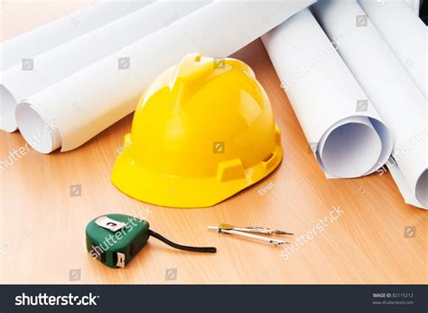 Drawings Hard Hat On Desk Stock Photo 82115212 | Shutterstock