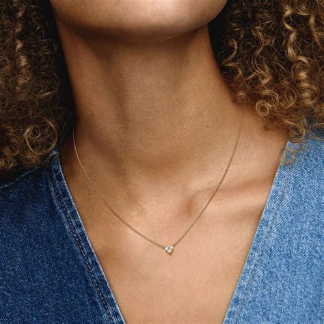 Triple Stone Heart Collier Necklace | Gold plated | Pandora US