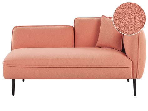 Chaise-Longue à direita em tecido bouclé rosa pêssego CHEVANNES ...