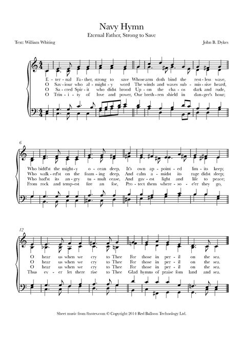 Dykes, John B. - Navy Hymn (Eternal Father, Strong to Save) Sheet music ...
