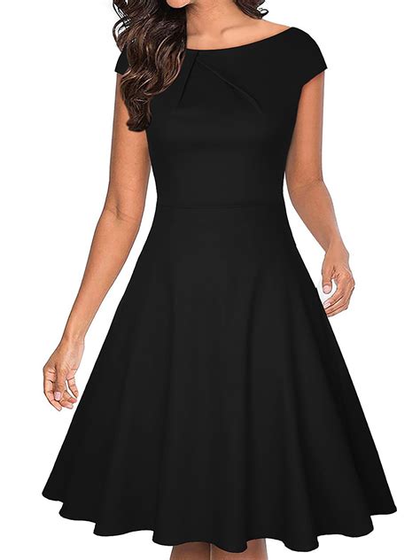 DYMADE Womens Summer Short Sleeve Round Neck Spliced Elegant A-Line ...