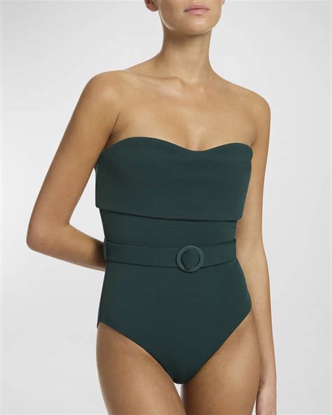 JETS Australia Belted Bandeau One-Piece Swimsuit | Neiman Marcus
