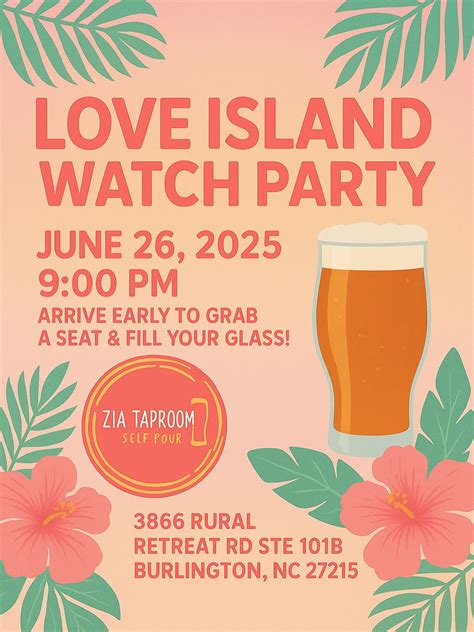 Love Island Watch Party, 3866 Rural Retreat Rd, STE 101B, Burlington ...