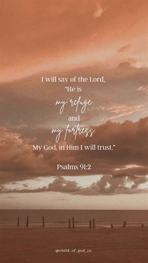Beautiful Aesthetic Wallpaper with Psalms 91:2 Scripture