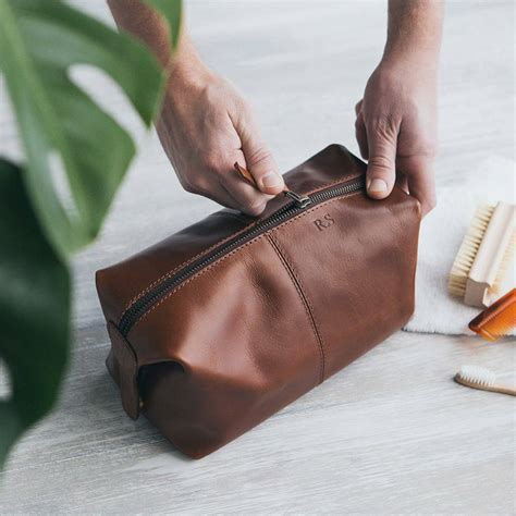 Personalised Initials Leather Wash Bag By Vida Vida