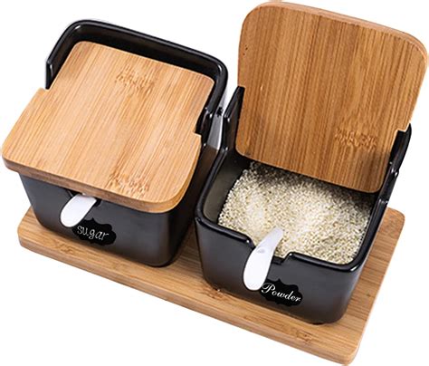 Amazon.com | Sugar Bowl with Lid and Spoon, 2 Pack Ceramic Sugar Jar ...