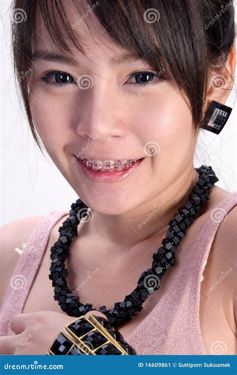 Asian Braces Girl with Smile Stock Image - Image of face, nude: 16609861