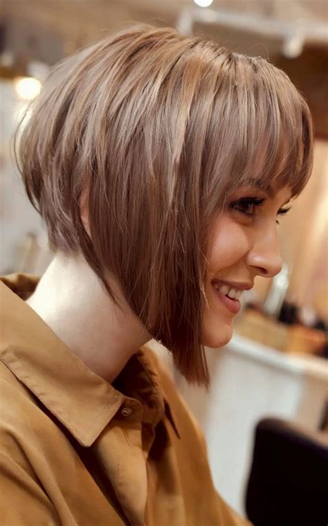 25 of the Best Angled Bob with Bangs Haircuts in 2022