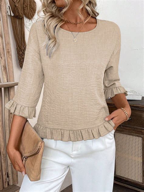 Women's Spring/Summer Fashion Casual Linen Blouse, Loose Fit Dolman ...